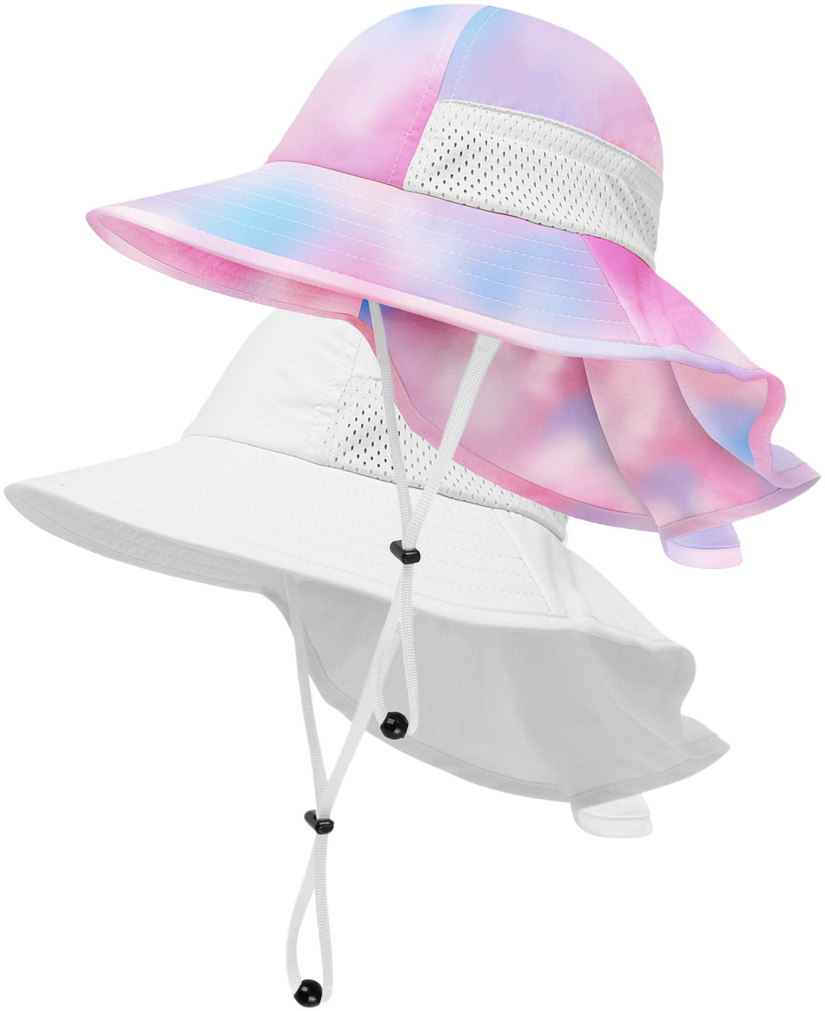Toddler Baby Sun Hat Kids Summer Beach Essentials Adjustable Beach Hats with Bucket Wide Brim for Boys Girls Age 0-14 Years