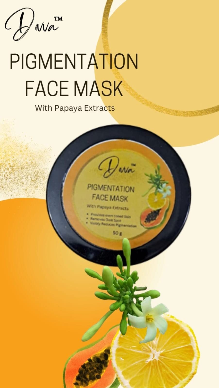 Divva Pigmentation Mask for Glowing Skin - Brightening Face Mask | Skin Types - 50Gram