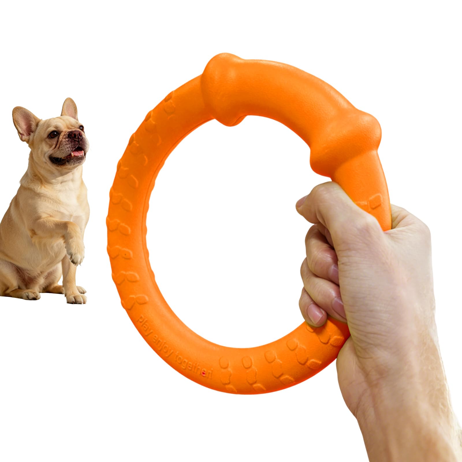 LaRoo Dog Chew Ring Toy for Small Dogs, Durable EVA Floating Puppy Teething Chew Toy, Interactive Tug of War Fetch Toy for Dental Cleaning & Outdoor Play (Orange) โ image 1