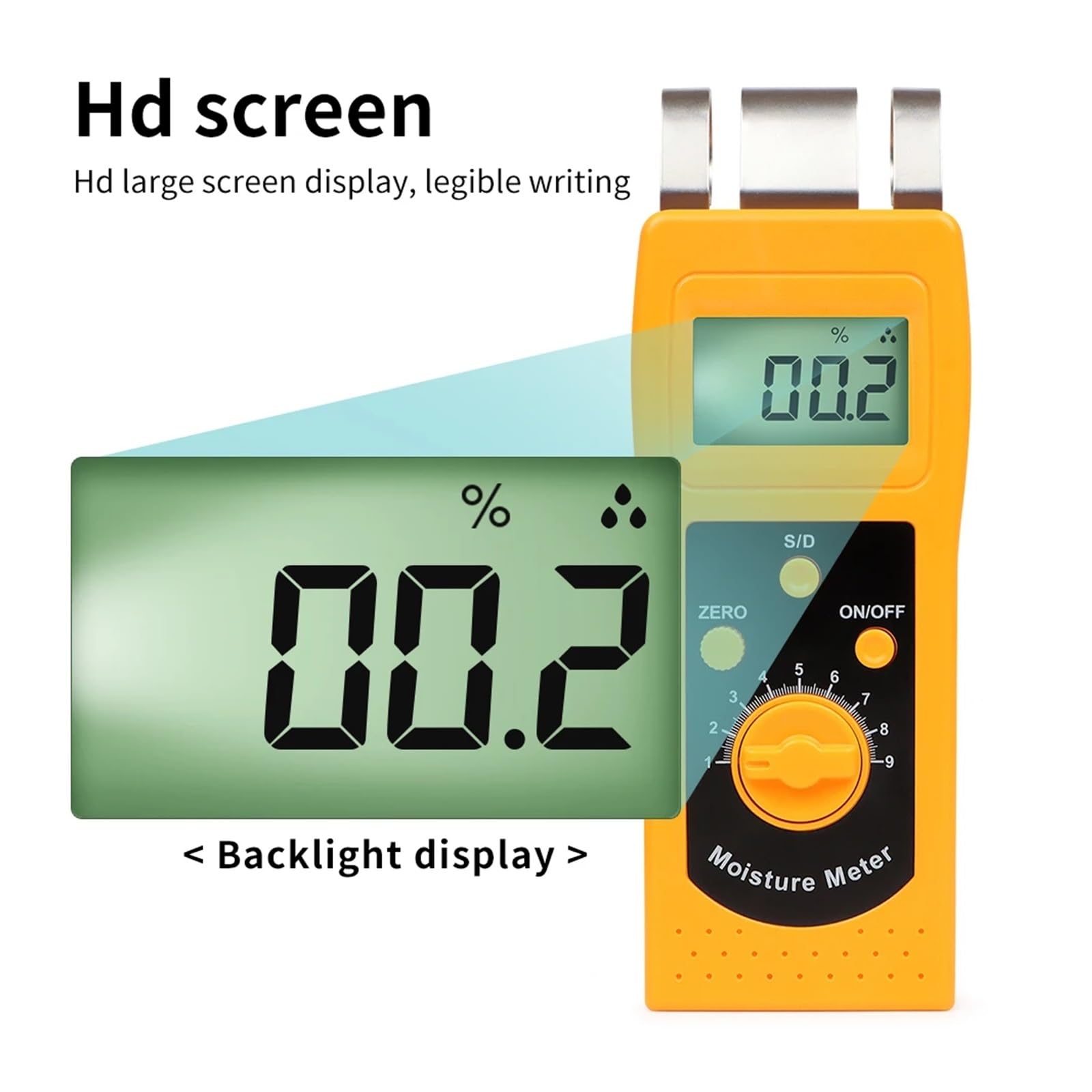 Misuratore Di Umidità Del Legno Ad Alta Precisione Con Retroilluminazione LCD, Igrometro Portatile For Legname, Truciolato,Controllo accurato