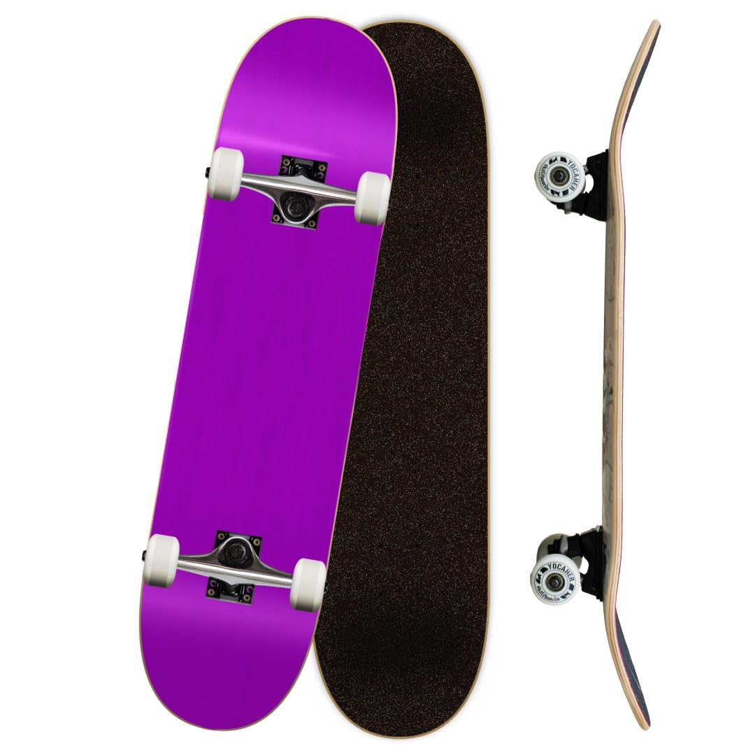 Yocaher Pro Skateboards Blank, Checker, Camo Professional Complete Skateboard 7.75" w/ 7Ply Maple Deck, Aluminum Alloy Truck, ABEC-9 Bearing, 54mm Skateboard Wheels, Concave Cruiser Trick Skateboard