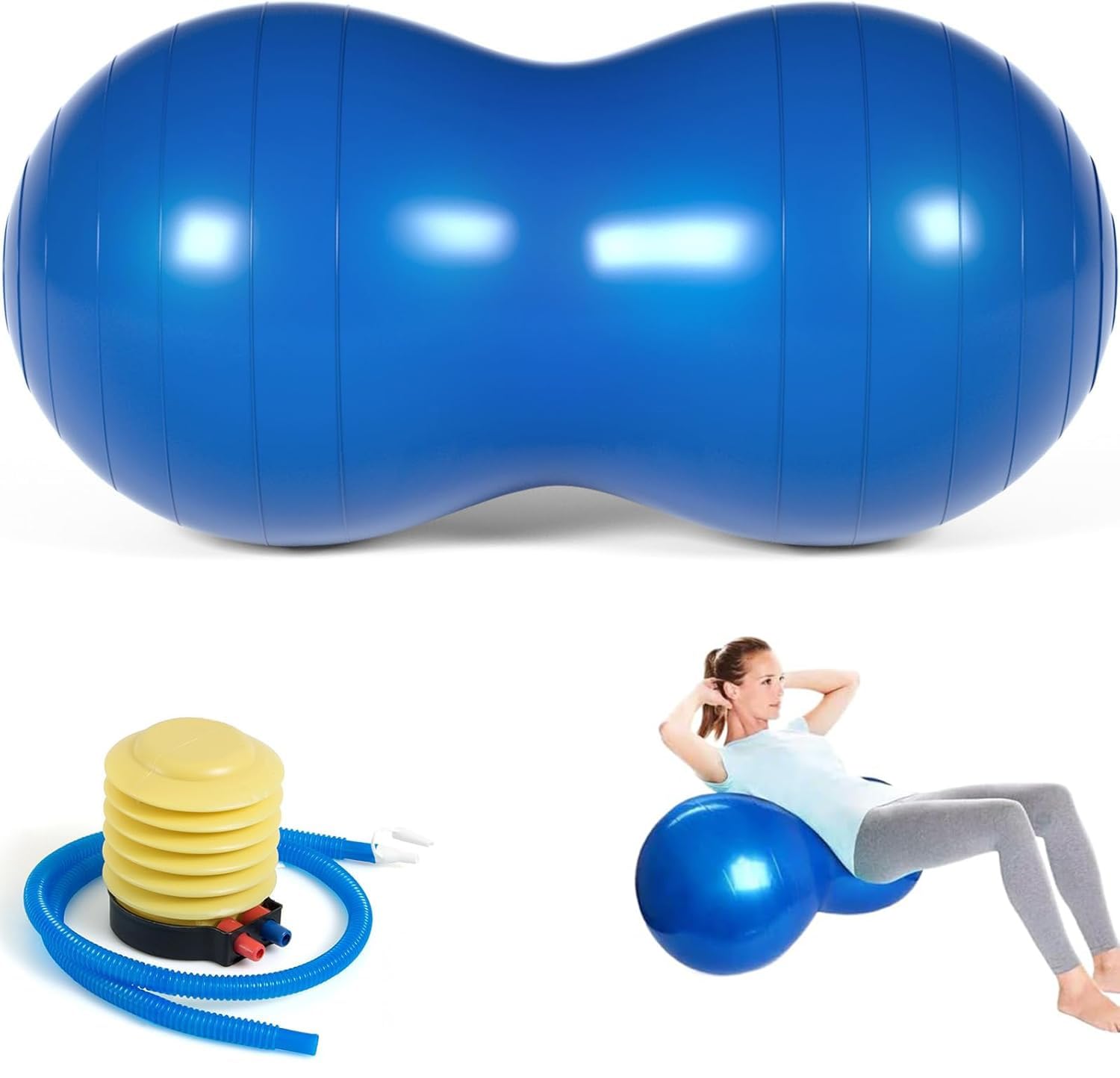 Balle de thérapie aux cacahuètes 90x45 cm anti-éclatement avec pompe fitness grossesse physiothérapie