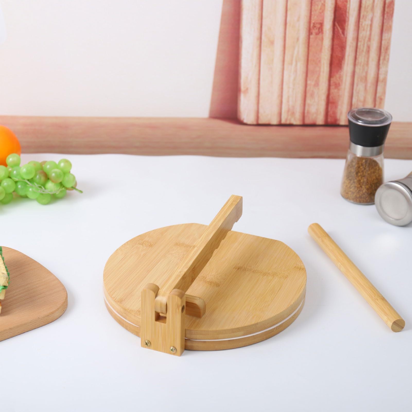 Depisuta Wooden Tortilla Press, Round Mexican Tortillera Presser with 50 Parchment Paper, Tortilla Maker for Homemade Mexican Taco, Pataconera, Dough Press, Roti Maker