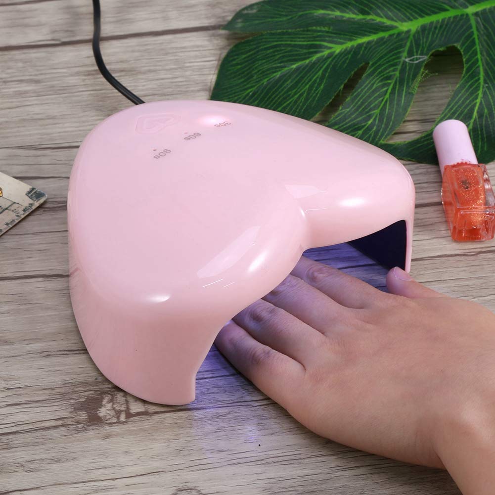 Ultra-Portable Heart-shaped UVLED Nail Dryer, No Dead-Zone Practical Nail Dryer Machine, for Extension Gel UV Gel Nail Art or Led Gel(pink)