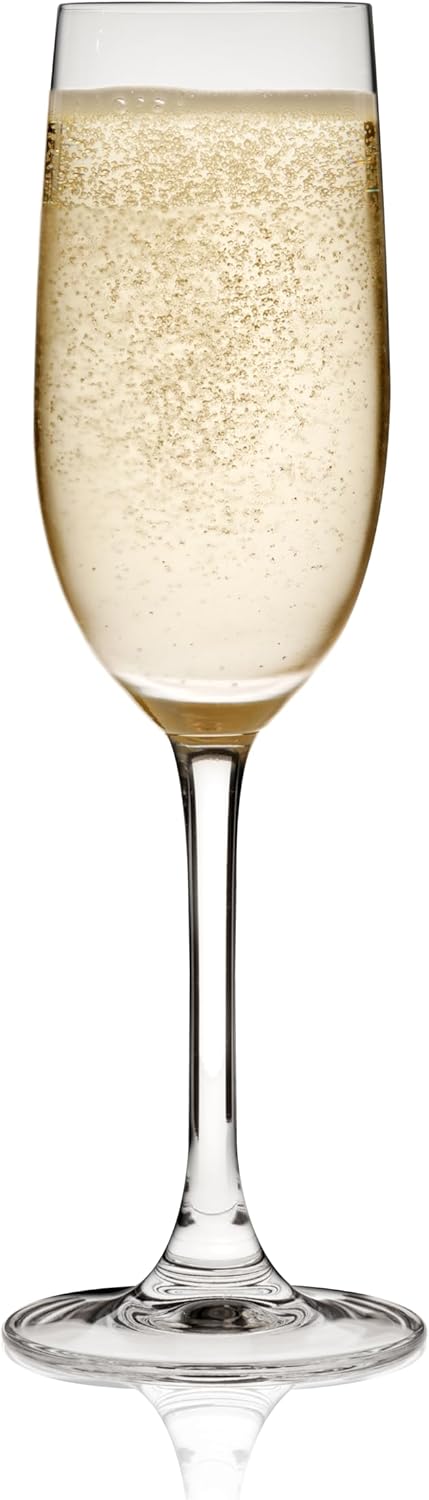 TRUE Stemmed Champagne Flutes, Elegant Clear Champagne Glasses Gift Set, Perfect for Prosecco, Sparkling Rose, Mocktails, Home Bar, Housewarming Party, Wedding Gifts, 5.75 oz, Set of 6 - Image 7