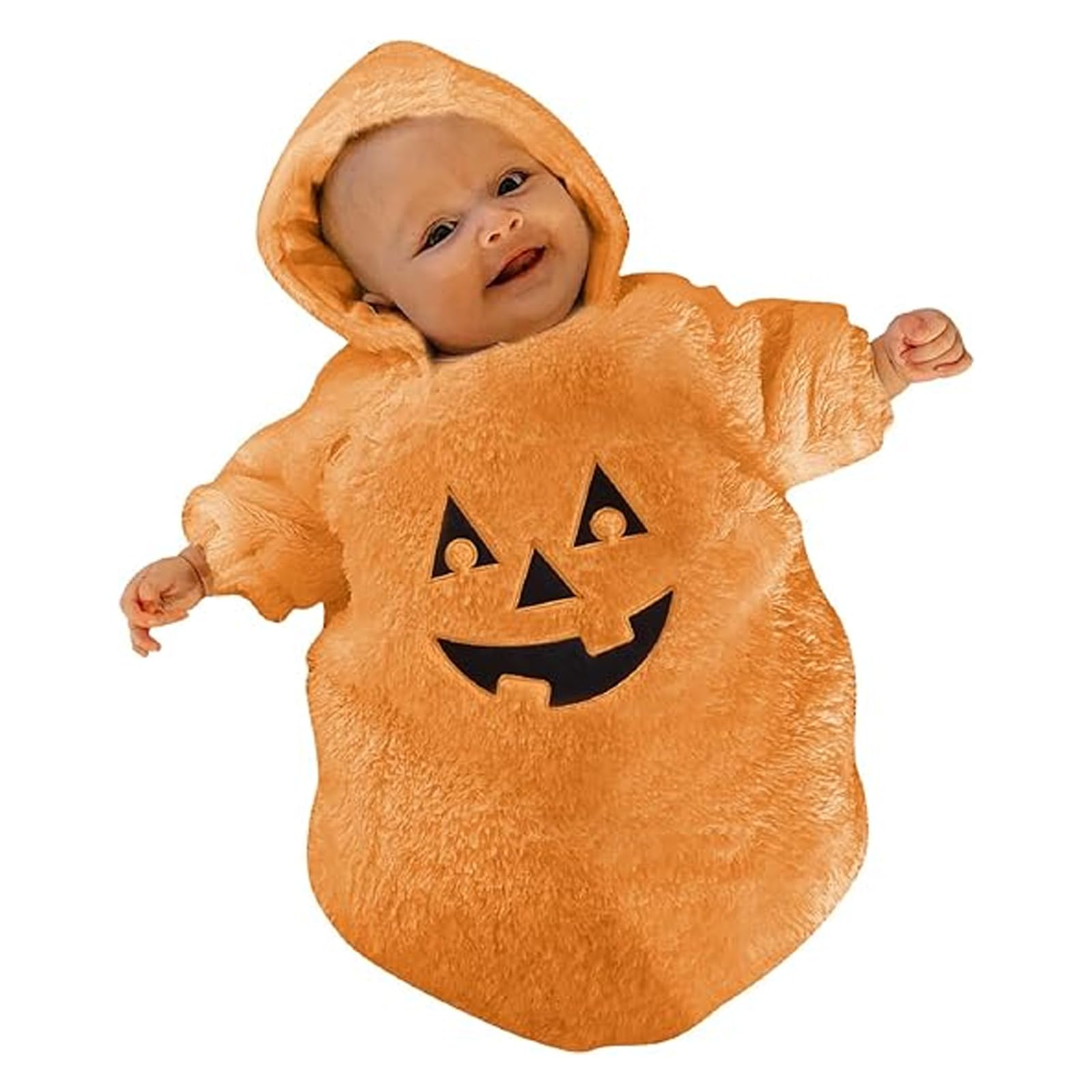 Nicoxijia Newborn Baby Girl Boy Halloween Ghost Costume Long Sleeve Hoodie Romper Jumpsuit Fall Winter Baby Halloween Outfit (Orange, 0-3 Months) โ image 1