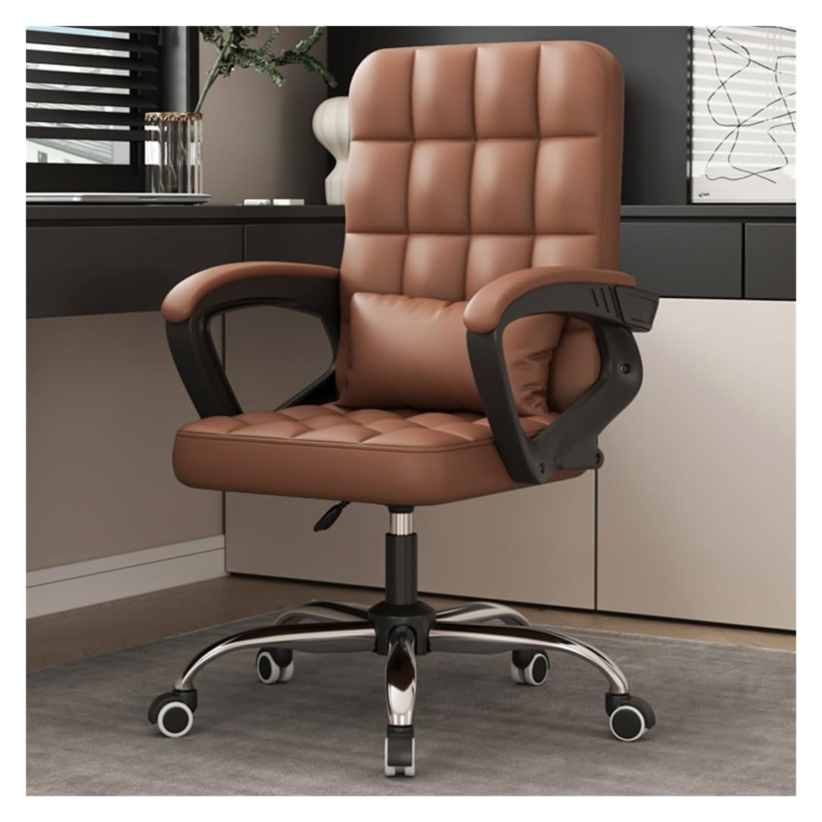 NZPOST Chair Office Chair Ergonomic Desk Chair Adjustable Executive Leather Chair with Armrest High Back Computer Chair Task Chairs with Wheels Swivel Rolling Chair (/Brown Grey Wolf)