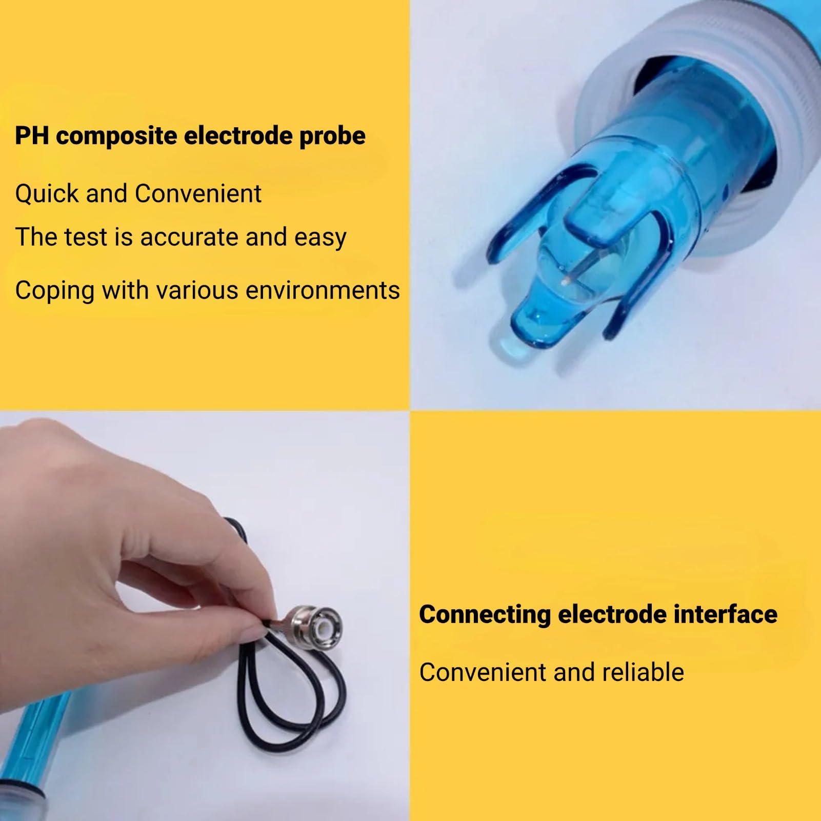 Strumento per Test Elettrodo Ph Connettore Bnc, Sonda Ph Guscio in Plastica per Piscina Bnc, 0,00-14,00PH, 0-60℃, Acquario con Regolatore di Ph Adatto per L'industria Chimica