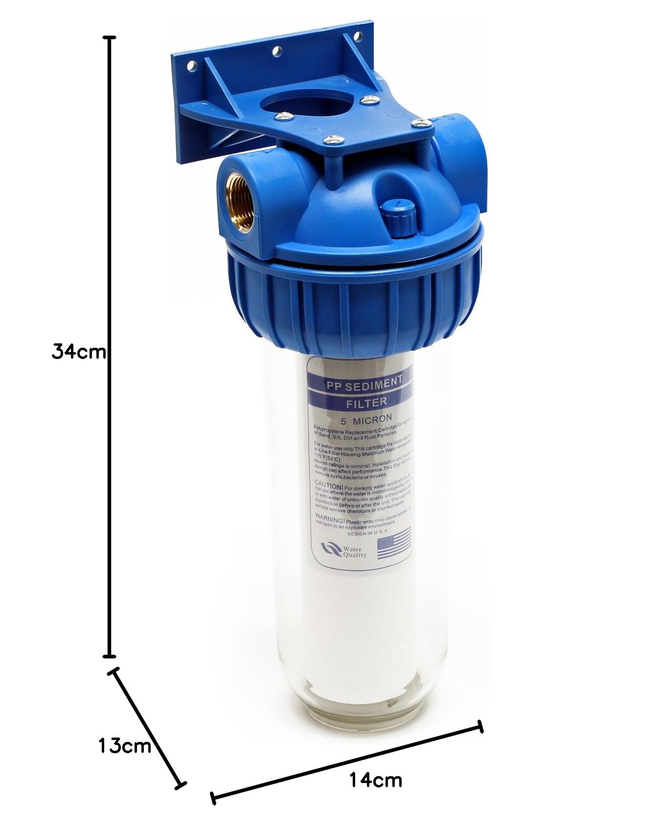 1-stopniowy filtr do wody Naturewater NW-BR10B-S, 5 µ, wkład filtrujący 32,89 mm (1"), wkład PP Ø60 mm, uchwyt ścienny filtra, klucz do filtra, filtr osadów