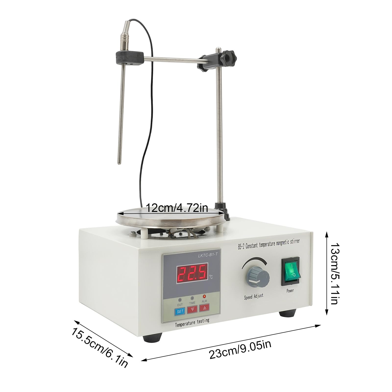 Agitador magnético de 250W con placa calefactora, pantalla digital, control preciso de la temperatura, 2000 ml, 1-2000 RPM, barra estándar y agitadora incluida