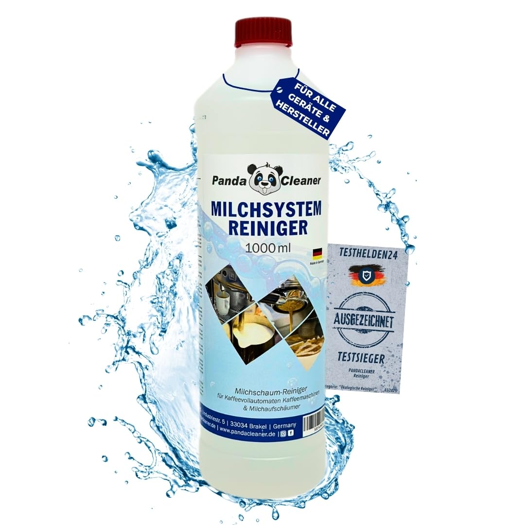 PandaCleaner Milchsystemreiniger Kaffeevollautomat - 1000ml Konzentrat für alle Markengeräte - Milchschaumreiniger für Kaffeevollautomaten - Milchsystem-Reiniger