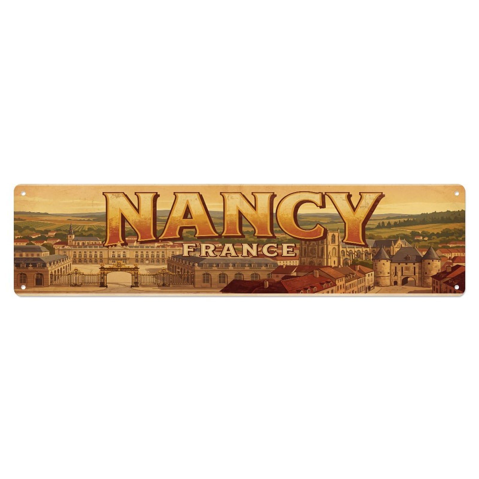Metal Tin Sign Vintage Travel France Nancy