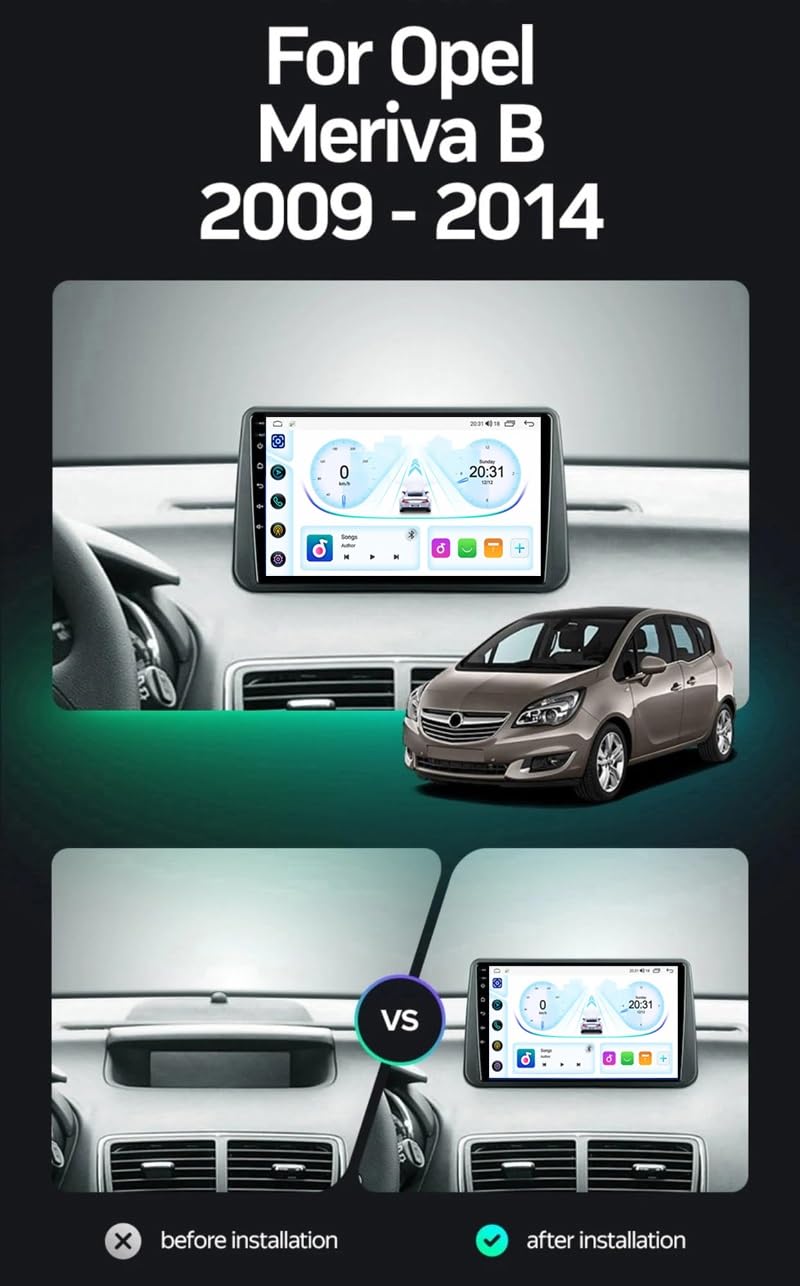 9-calowy dotykowy radio GPS dla Opel Meriva B 2009-2014, obsługuje BT WiFi Mirror Link 4G sterowanie z kierownicy(HM607 8 Core 4G+Wifi 2+64GB)