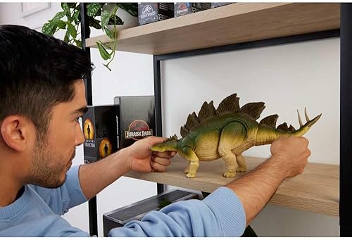 Mattel Jurassic World Figurine articulée Stégosaure de la Collection Hammond, grand dinosaure herbivore avec queue articulée par câble interne, JCH08, Vert - Stegosaurus - 2