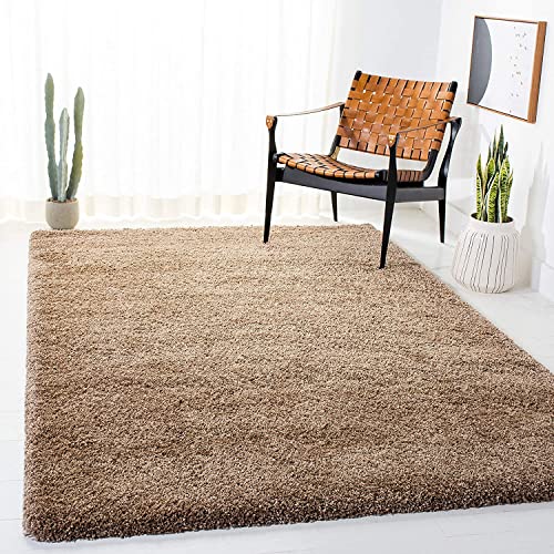 Image of Handmade 2 Inch Pile Height Super Soft Touch Export Quality Plain Shag Rectangular Carpets For Home Size 3X5 Feet Color Beige
