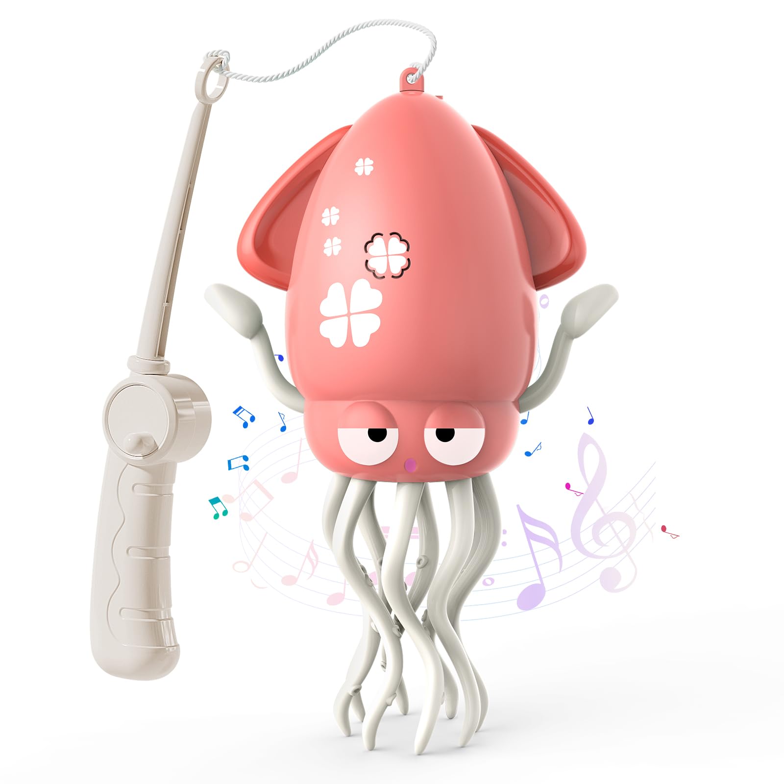 Pulpo Bailarín Eléctrico, con Luces LED y Música, Evitación Automática de Obstáculos, Juguete para bebés Boca Abajo, Juguete Musical, Regalos para niños y niñas (Rosa)
