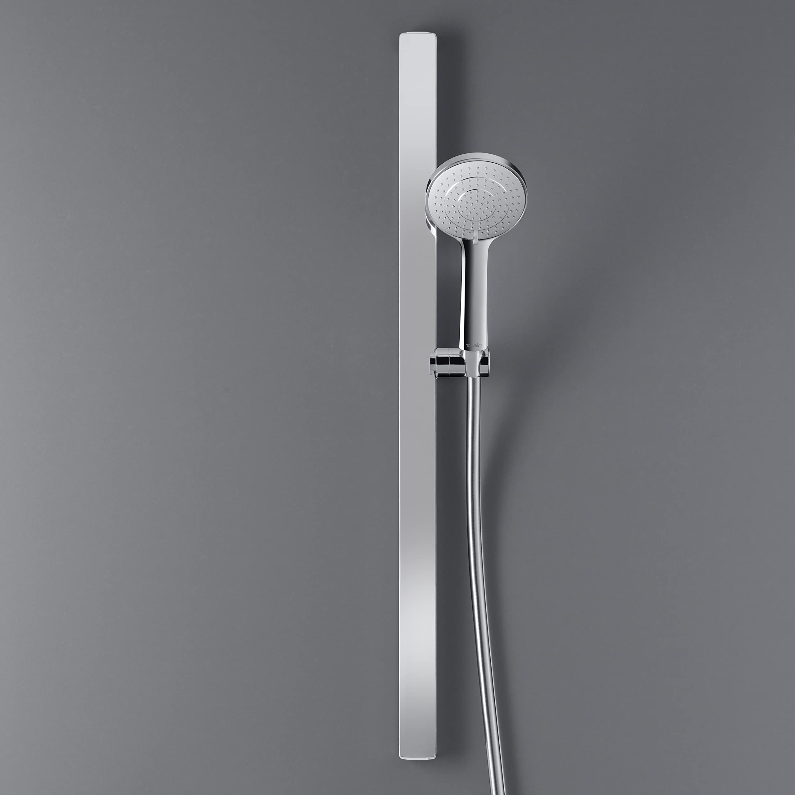 Set de douche Duravit, set de douche avec 3 types de jets, barre de douche (810 mm) avec douchette à économie d'eau, flexible de douche avec protection anti-torsion, chromé