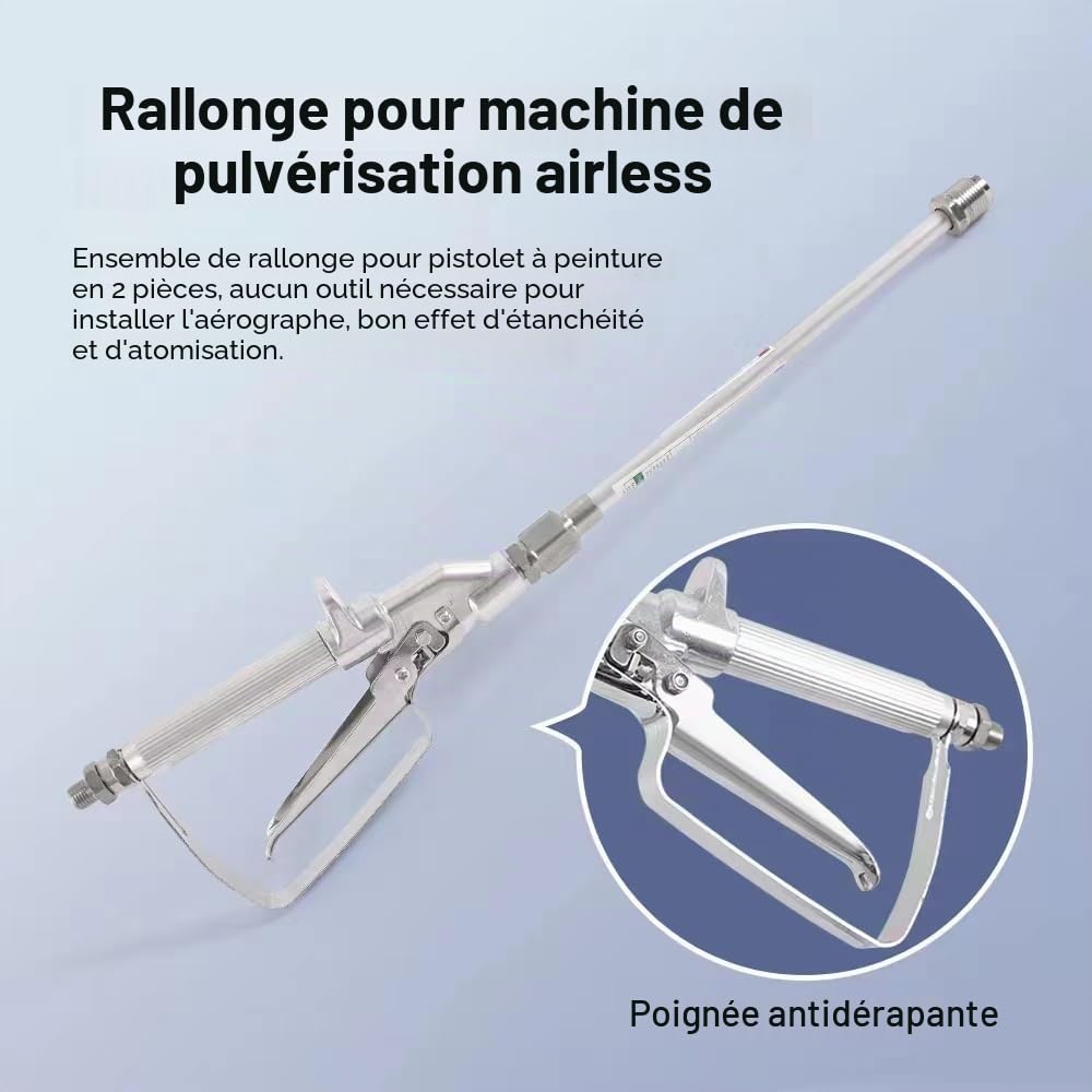 Airless Pistolet Peinture Haute Pression +Brosse Murale Auto-amorçante Peinture Rouleau+30 CM Tige Extension pour Pulvérisateur Airless Buse Rallonge Pistolet Peinture