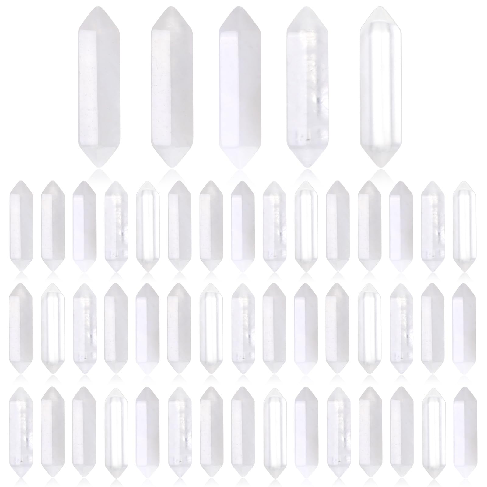 50 Pcs Valentine Day Wands Healing Stone Quartz Wands Bulk Christmas Decor Crystal Gift for Women Love Pocket Polished Natural Energy Balancing Meditation(Clear Quartz)