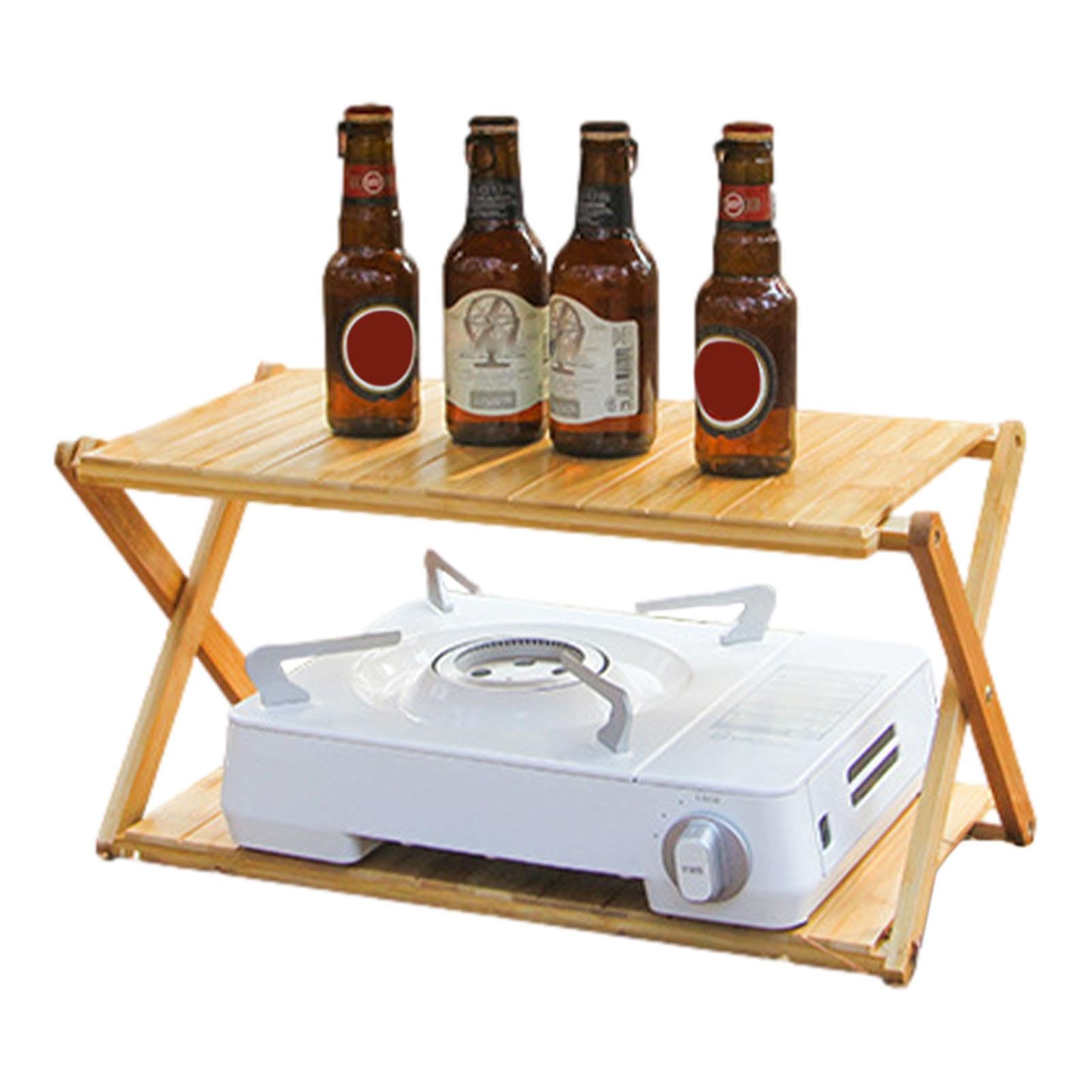 Étagère Pliante Rangement Camping Organisateur De Rangement Facile À | 2 Niveaux Support De Rangement Pliant Extérieur Salle De Bain, Accessoires De Camping Pour Livres, Divers, Cuisine