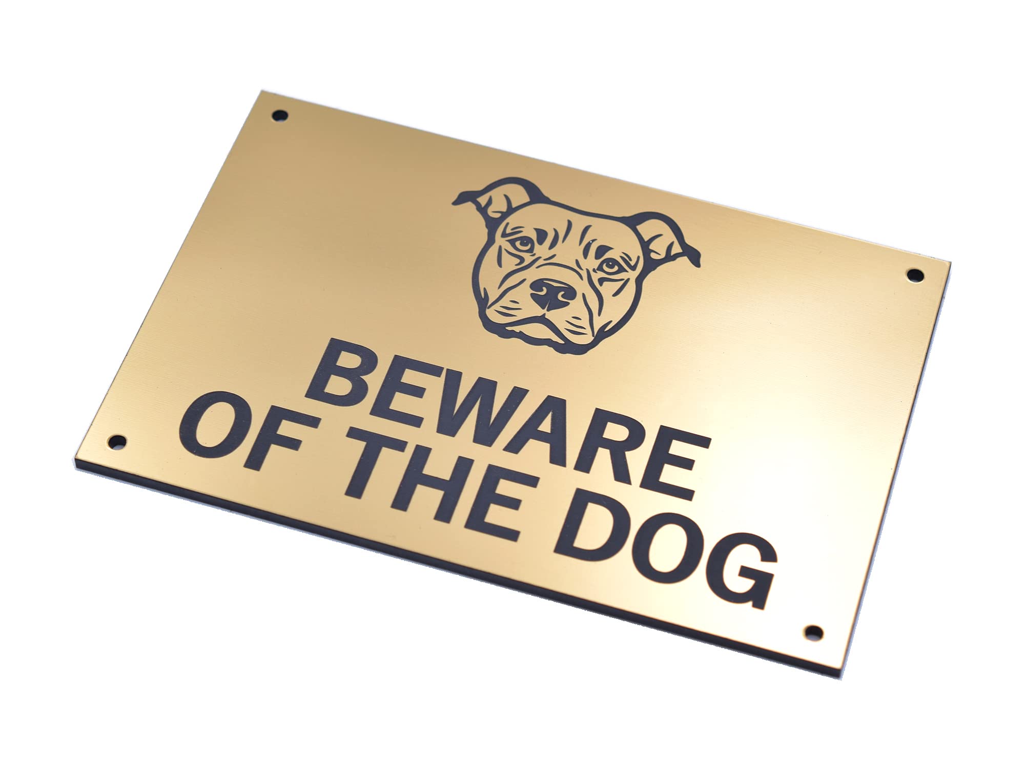 Beware of the Dogs Sign - Easy to See Warning, Indoor/Outdoor Notice, Deterrent Sign (Medium Dog, Gold Staffordshire Bull Terrier)