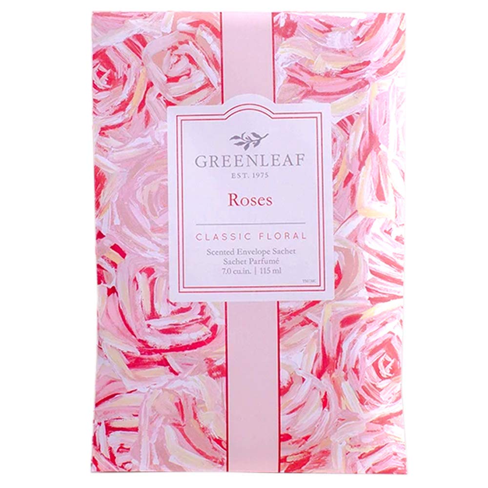 5x Greenleaf - ROSES - Sacchetto Profumato per Armadi (ROSA) - Pacchetto da 5 sacchetti 11,5 x 17 cm - Fragranze e profumi per la casa + in OMAGGIO 2 Tisane Funzionali Viropa