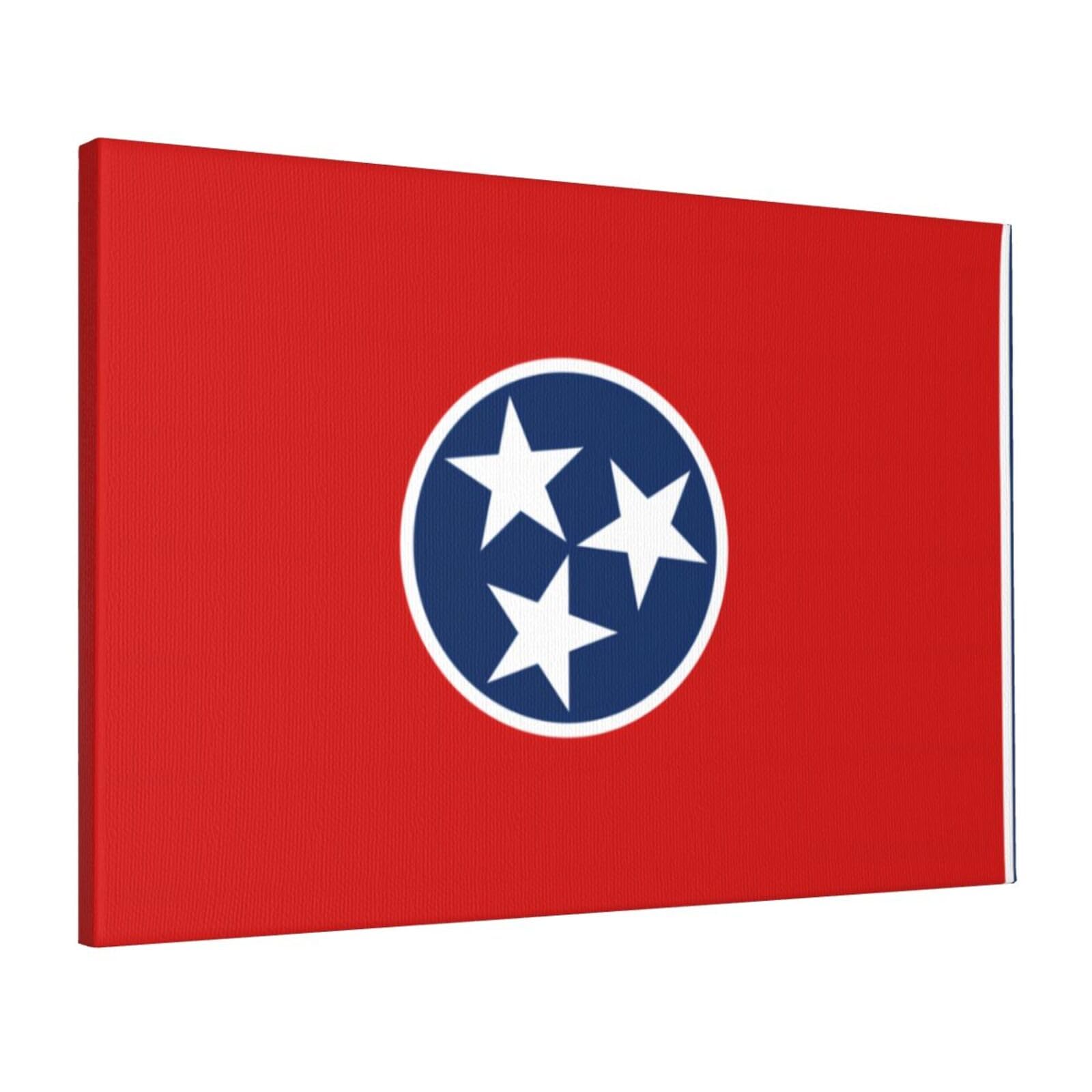 CNTDBU Tennessee State Flag Canvas Wall Art 16x24 Inch-Large Modern Painting Print for Living Room, Framed Ready to Hang Artwork for Bedroom
