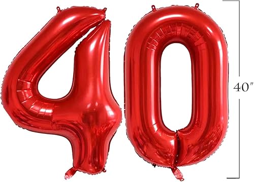 Miniatura 6 de Globos rojos jumbo de 40 pulgadas con el número 50 para decoración de fiesta, cumpleaños, aniversario, globos de helio, suministros de fiesta,