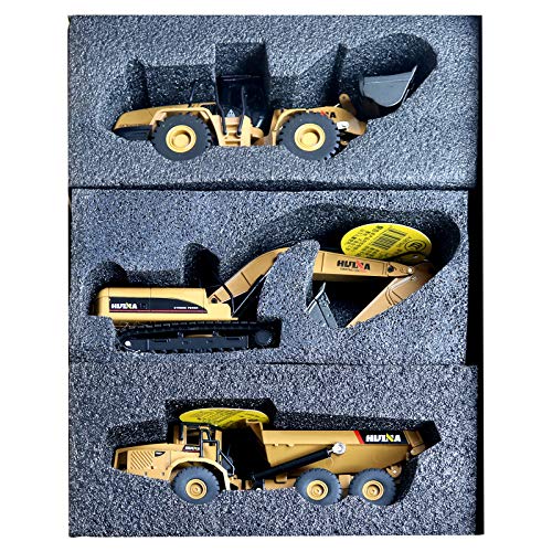 Huina Construction Toys, Pack Of 3, Construction Vehicle Models Including Wheel Loader, Excavator And Dump Truck, Toy Trucks For Boys And Girls, 1:50 Scale Design #TOP6