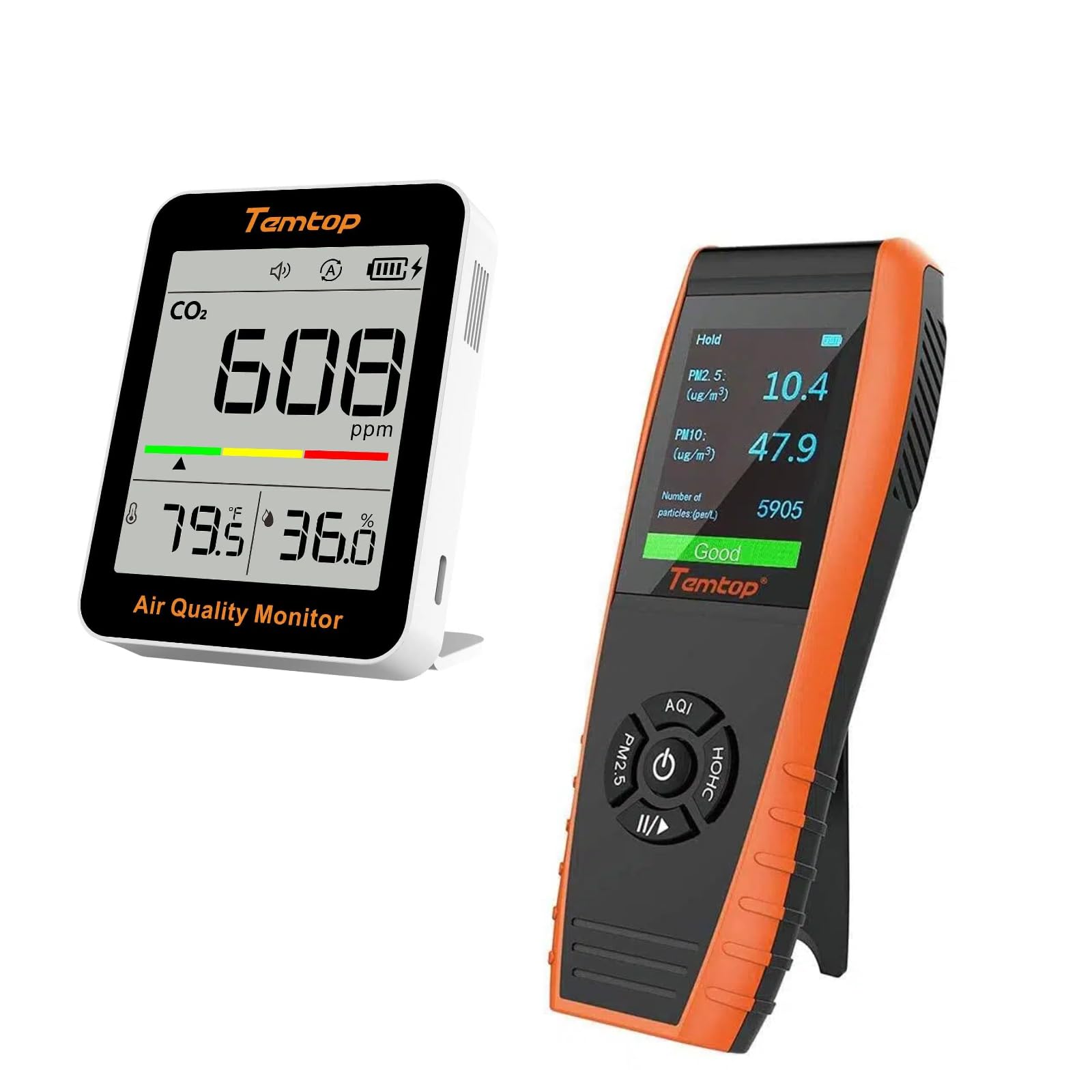 Temtop C1 CO₂ Messgerät mit CO2-Monitor, Thermometer & Hygrometer + RaumLuftqualitätsdetektor LKC-1000S+ 2nd für Formaldehyd (HCHO), TVOC, PM2.5, PM10 – Kombi für präzise Luftqualitätsmessung in Zuhau