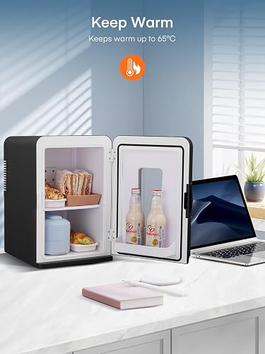 FOHERE Mini Frigo 2 in 1, Frigorifero Portatile da 15 Litri con Funzione di Raffreddamento e Riscaldamento, 12V DC/220V AC per Auto, Uffici e Camere da Letto, Modalità Eco & Max - 3