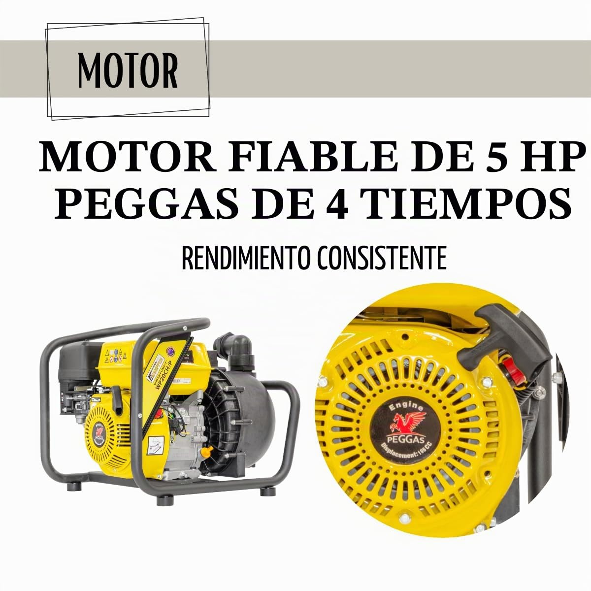 ✦ WASPPER WP20CH-P ✦ Bomba de Agua Limpia y Química De Uso Rudo & Portable con Tasa de Flujo de 60 000 l/hr ✦ Elevación de Agua de 30 m ✦ 3 600 RPM Motor de Gasolina de 4 Tiempos