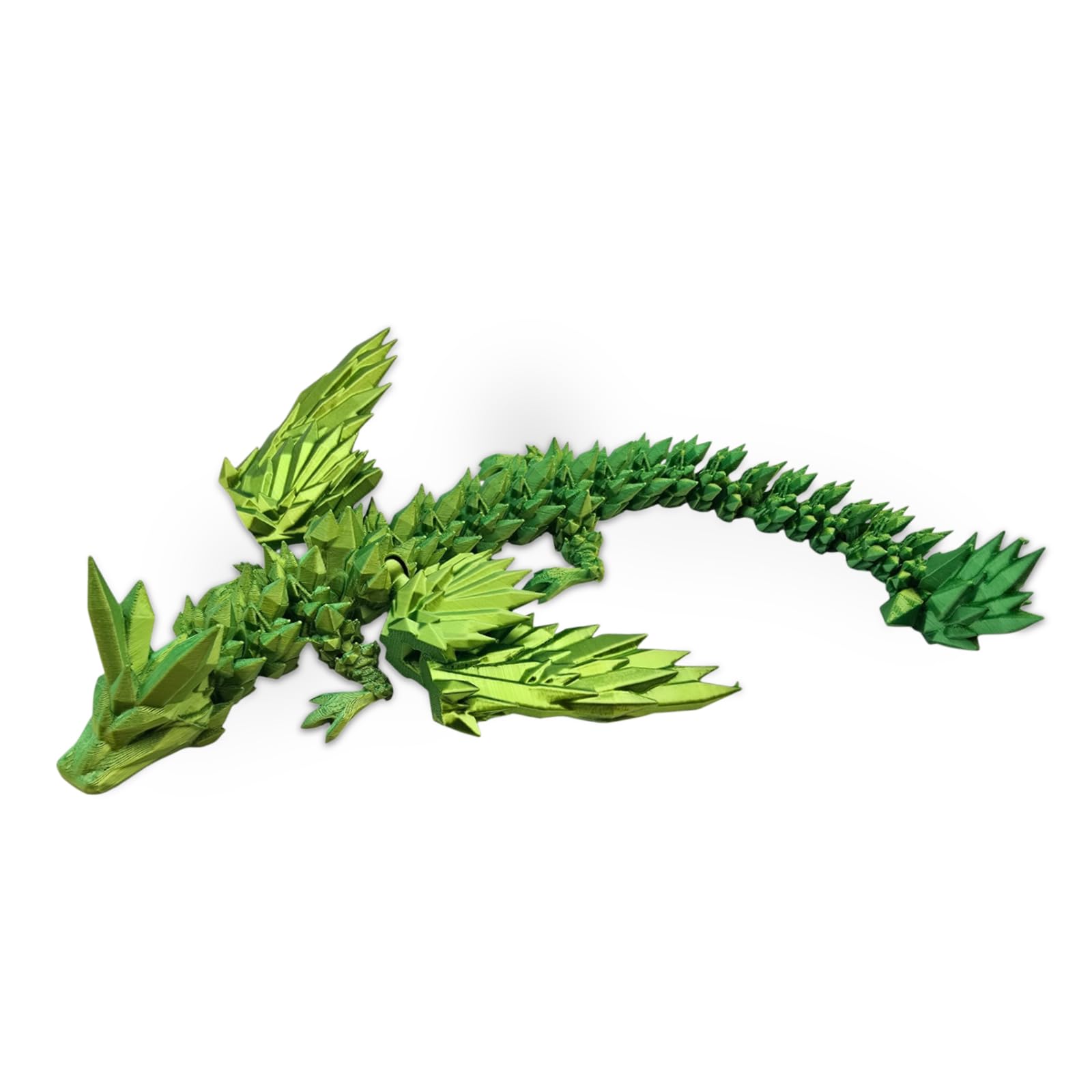 3D Printed Articulated Dragon Toy - 40cm Long with Expandable Wings & Vibrant Gradient Colors - Flexible Fidget Sensory Figure for Kids & Adults (Green)