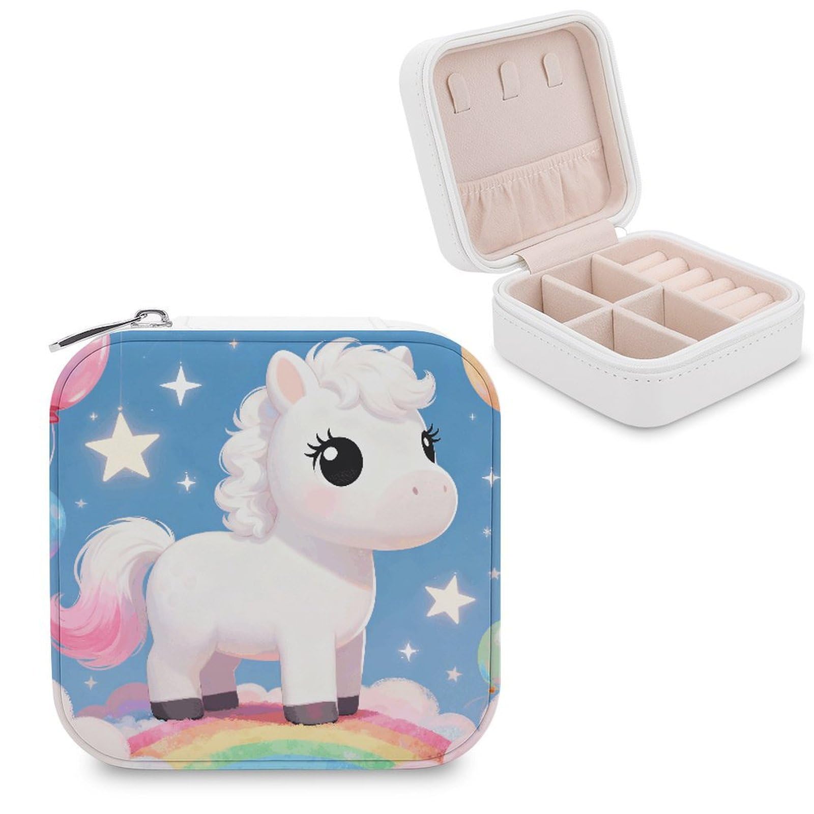 FekiLoot Horse Jewelry Box Exquisite Jewelry Organizer Silver Gold Trinket Storage Case Multi Compartments Cute Earrings Ring Necklace Holder For Woman Household Gift