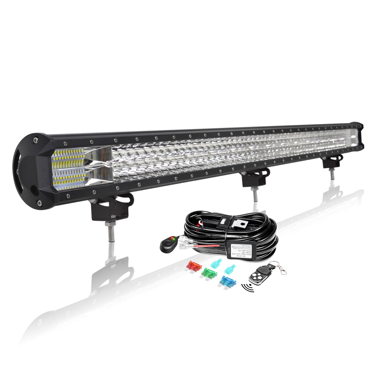 AUXTINGS Fuoristrada Barra LED da 114cm, 612W barra luminosa a LED da lavoro con 12V strobo cablaggio,faretto e inondazione ringhiera Led luci 6000K Impermeabile per trattore camion veicoli barche