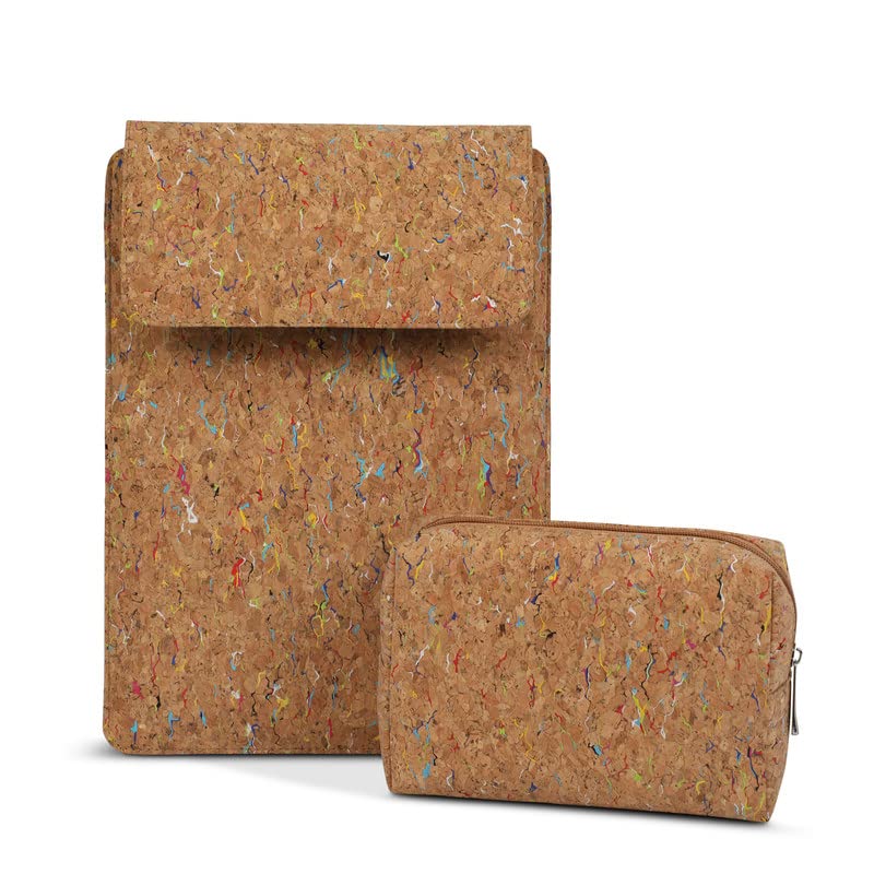 Image of Enthopia 15-15.4 Inch Slim Laptop Sleeve for 15 Inch MacBooks /Other 15 Inch Slim Laptops Protective Cover with Organiser Pouch for Mouse,Charger,Hard Disk,Pen Drive,etc (Coloured Cork)