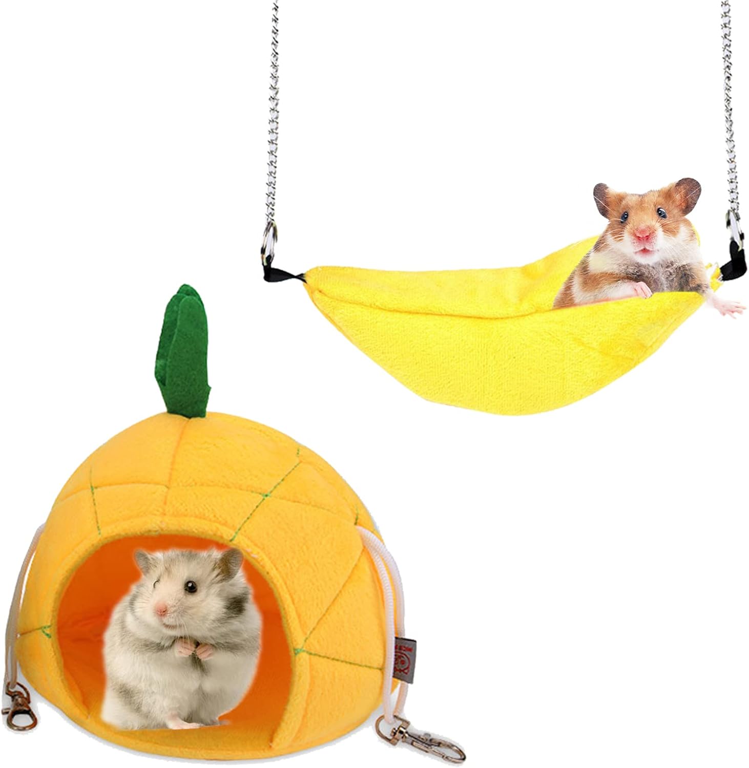 Hamster Hamaca Mini Hamster Bed Animales Pequeños Nido Hamster Bed Guinea Pig House Banana Pineapple Design Hamster Juguetes para Guinea Pig, Gerbil, Hamster