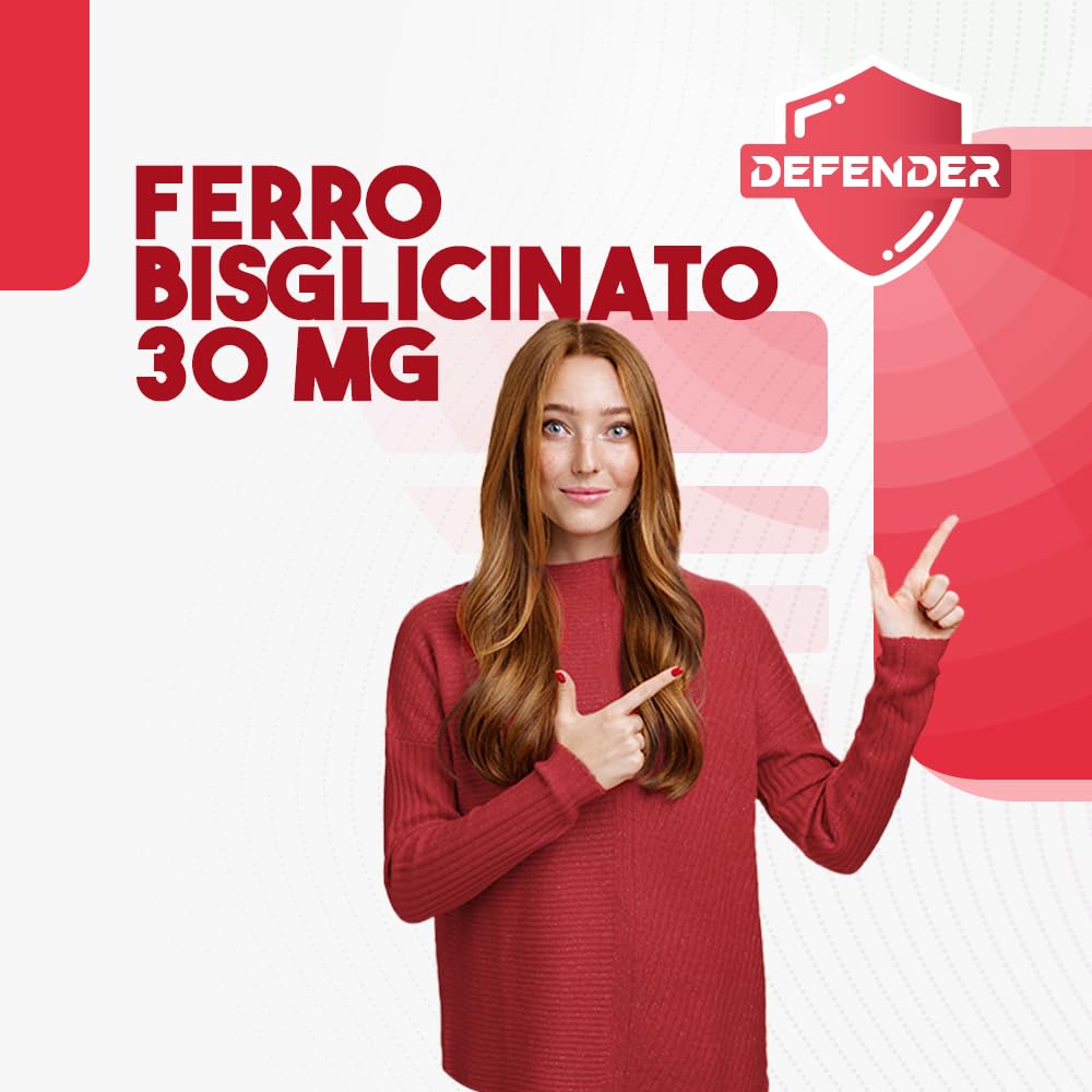 Ferro Integratore 30 mg Con Acido Folico e Vitamina B2-160 compresse - Per Globuli Rossi, Ossigeno, Sistema Immunitario, Stanchezza e Benessere Mentale