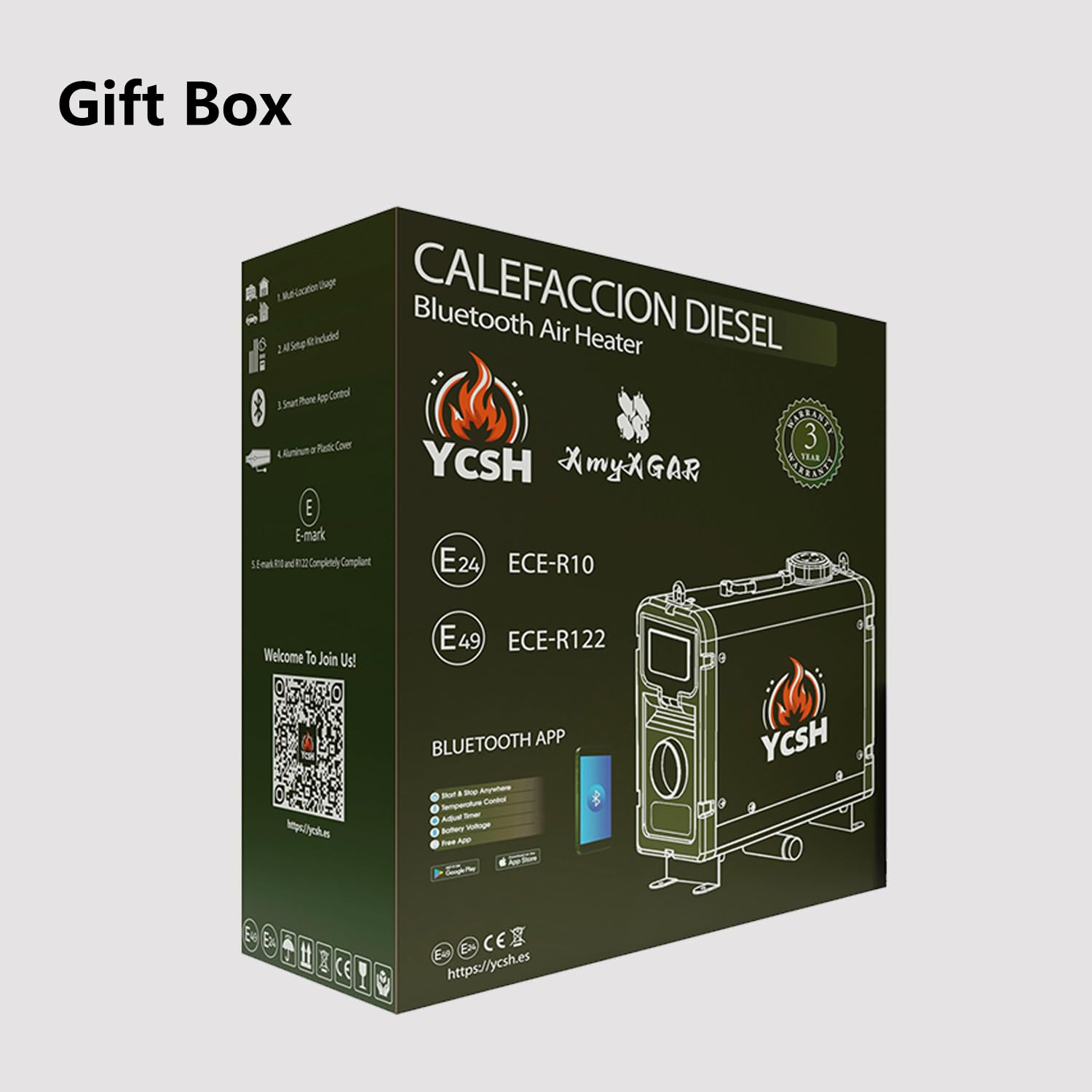 Calentador de aire portátil diésel de 12 V con bomba de aceite silenciosa, calefacción de aire diésel todo en uno de 2 kW, control por aplicación Bluetooth y monitor LCD para coches, camiones, barcos,