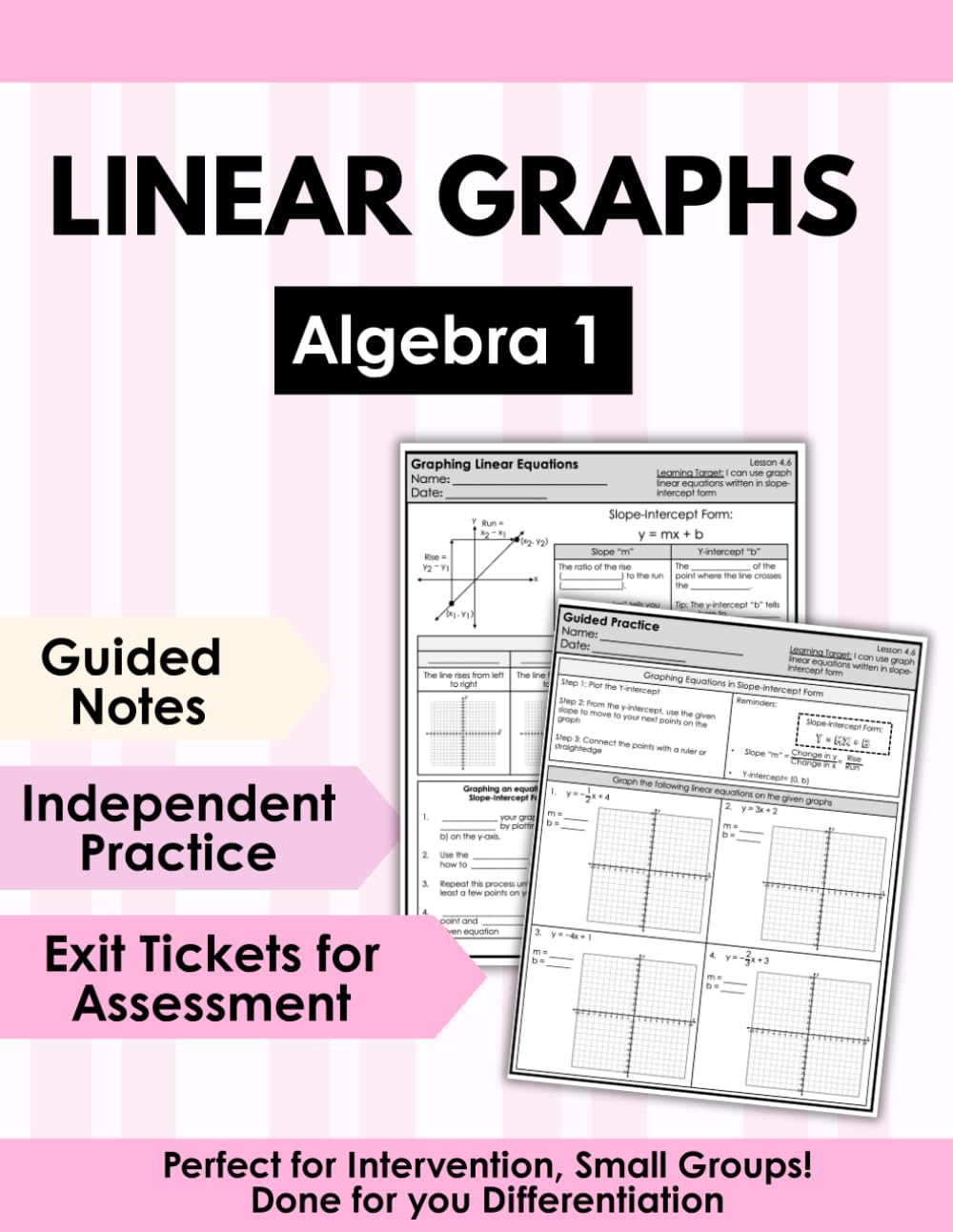 Algebra 1 Linear Equations & Graphing Workbook | Slope, Intercepts, Graphing Lines & Inequalities | Guided Notes, Practice & Exit Tickets | Algebra 1 ... Homeschool (Algebra 1 Math Club)