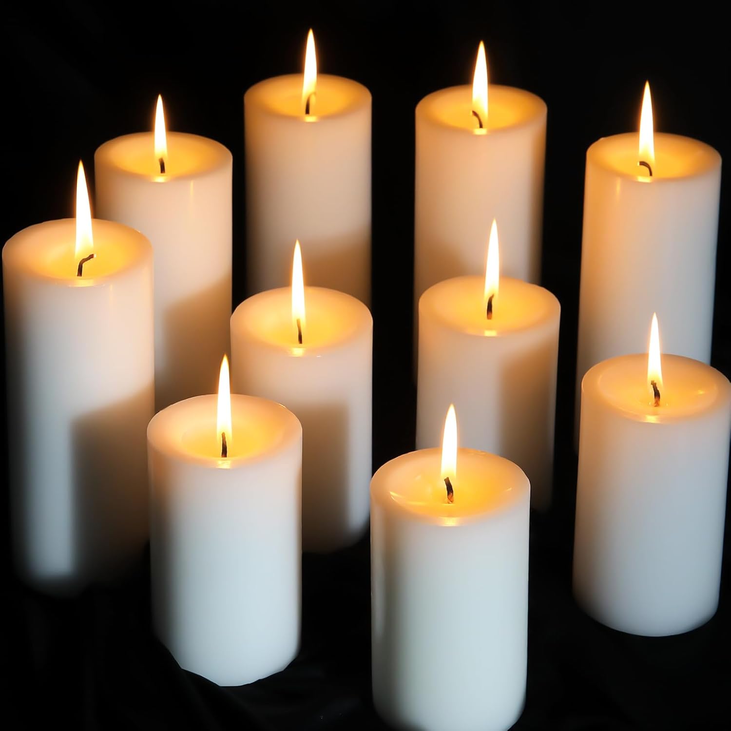 12 White Pillar Candles, 3x4 Inches Unscented Pillar