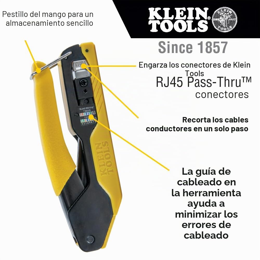 Crimpadora compacta de paso, crimpadora modular para conectores de datos Pass-THU RJ45 Klein Tools VDV226-005