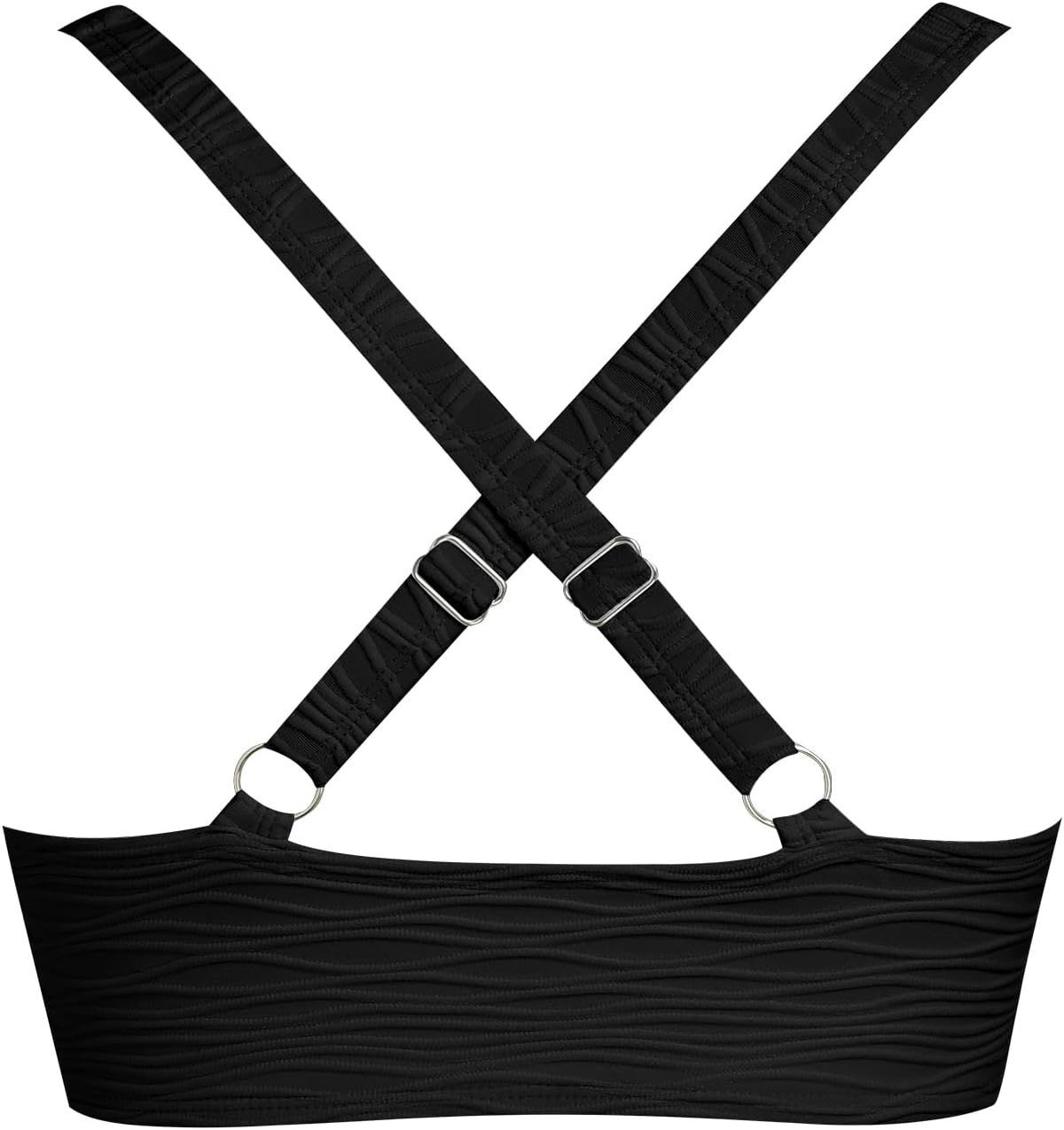 ZAFUL Women U-Wired Bikini Top Only- Ruched Cut Out Back-Cross Adjustable Straps Bathing Suit Top Only for Large Bust