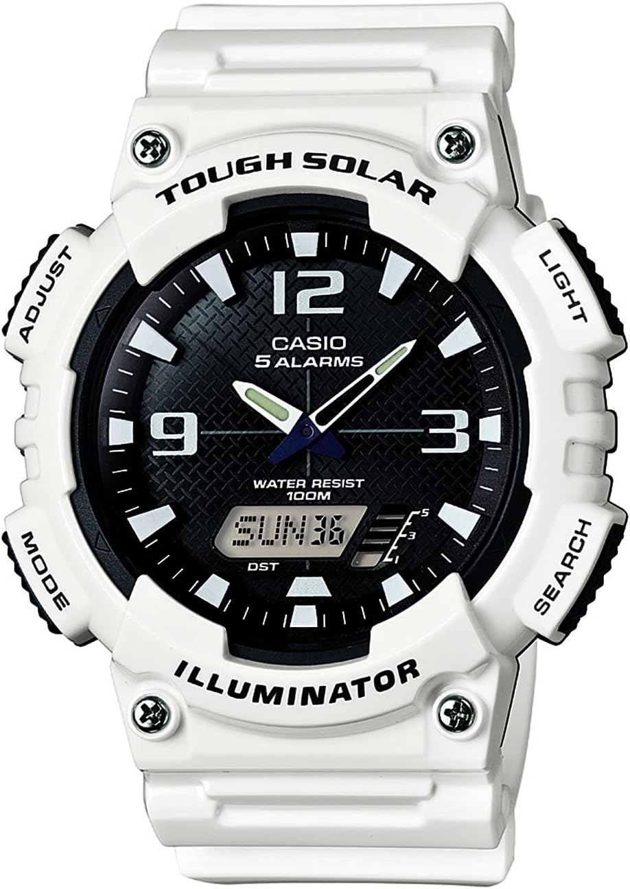Men's AQ-S810WC-7AVCF Analog-Digital Display Quartz White Watch, White/Black, White, AQ-S810WC-7AV