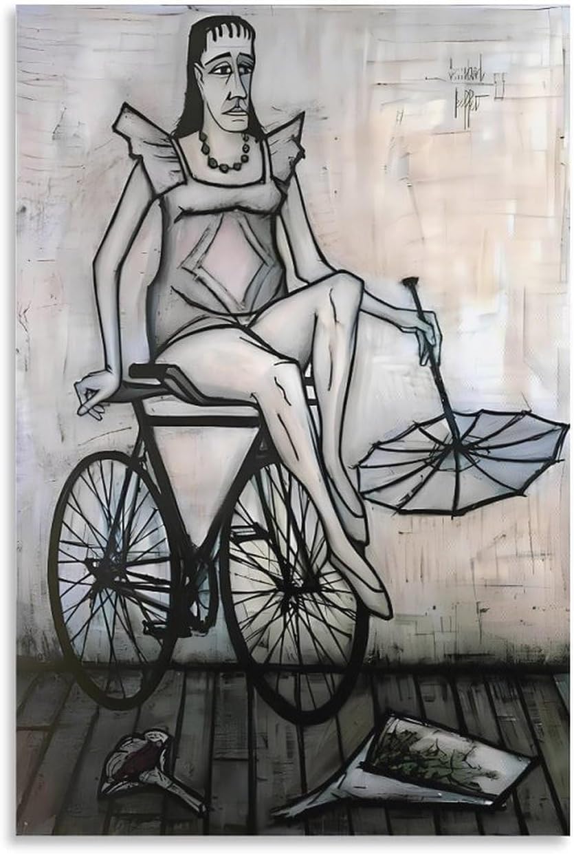 ZZYGGN GMGSW Bicycle Acrobatics by Bernard Buffet Poster and Prints Vintage Wall Art Picture Bernard Buffet Canvas Painting for Office Decor 40x60cm Frameless