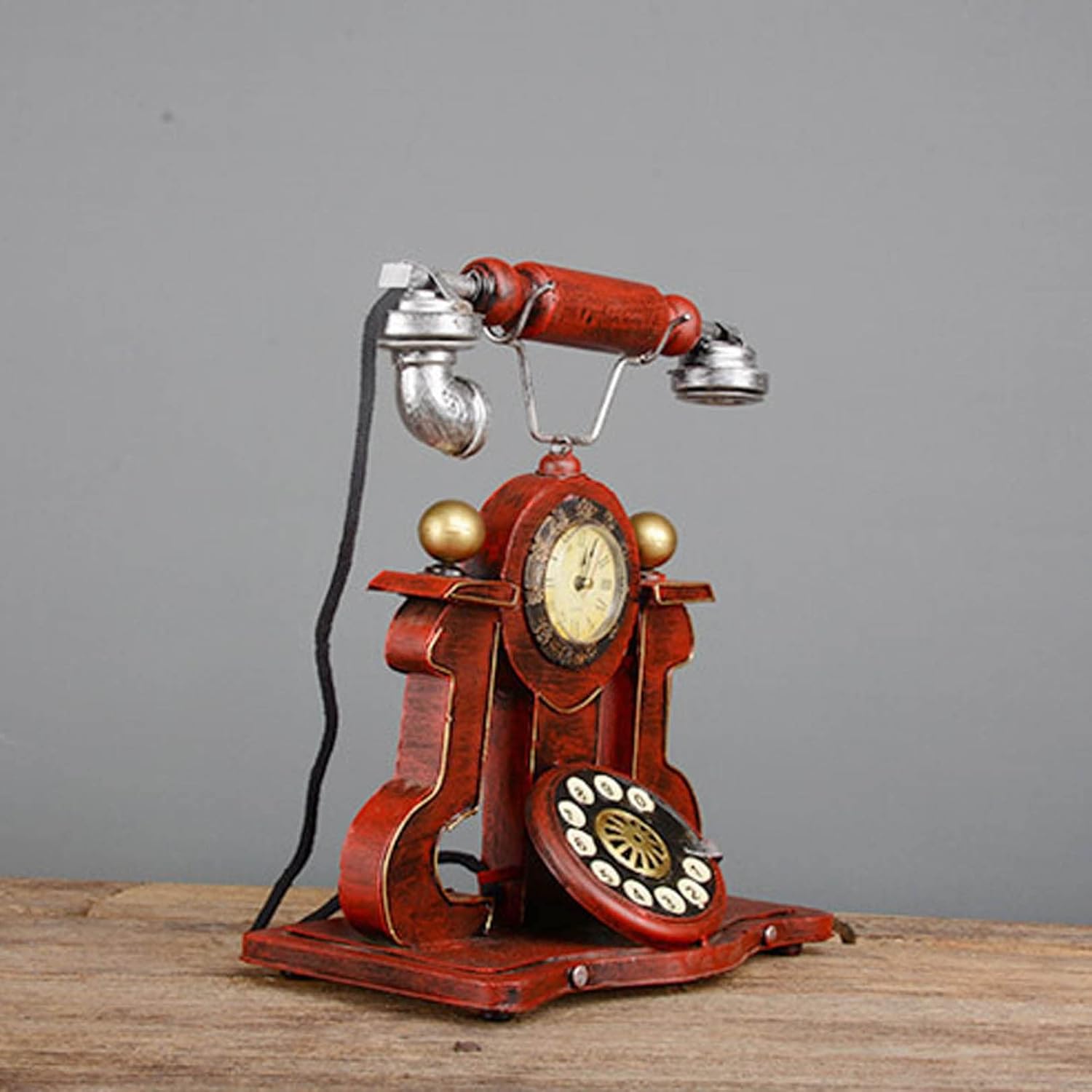 Rotary Telephone Decor Antique Telephone Model Statue Old Style Retro Landline Corded Desk Home Office Vintage Decorative Telephone