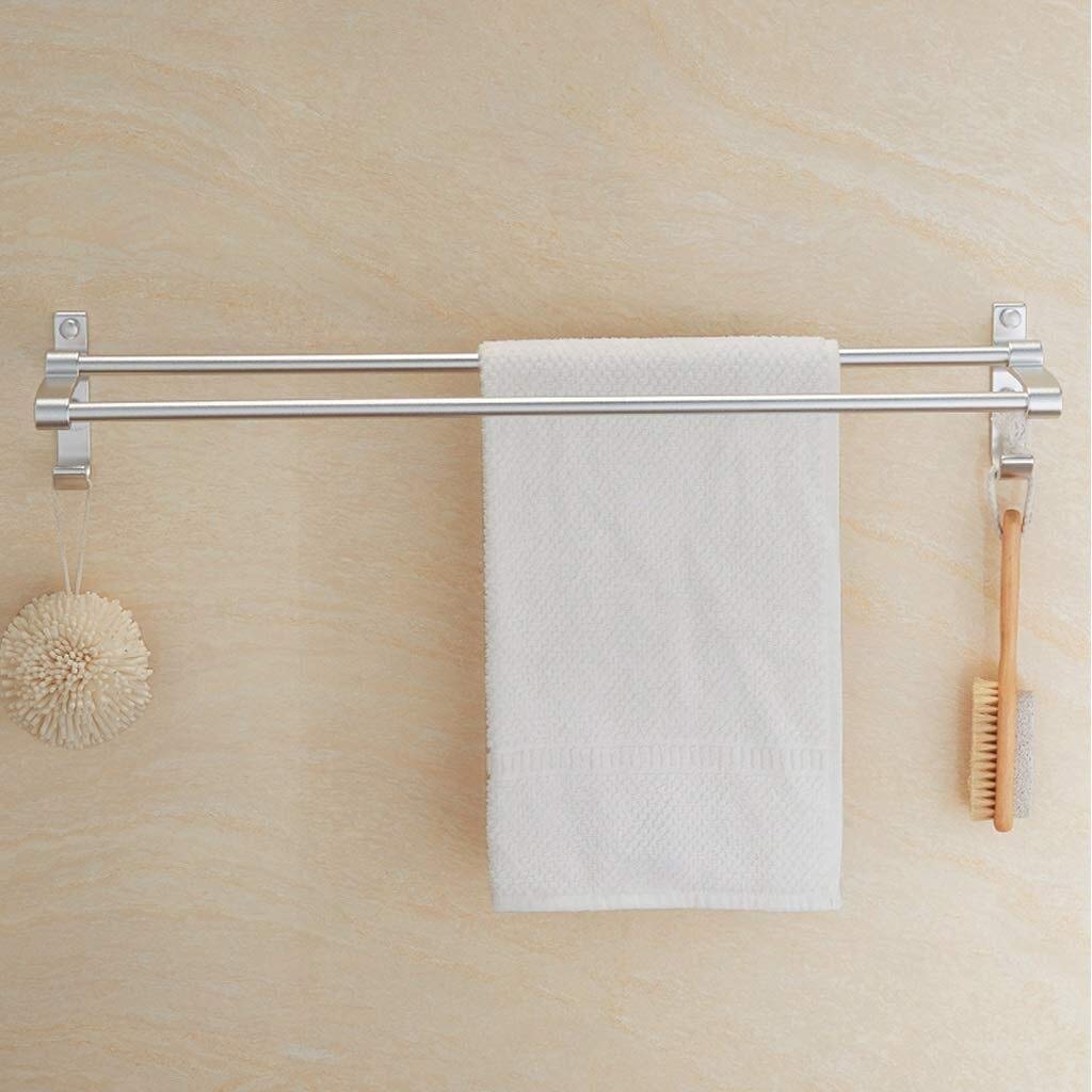 Étagère de salle de bain avec porte-serviettes mural et crochets 400-700 mm
