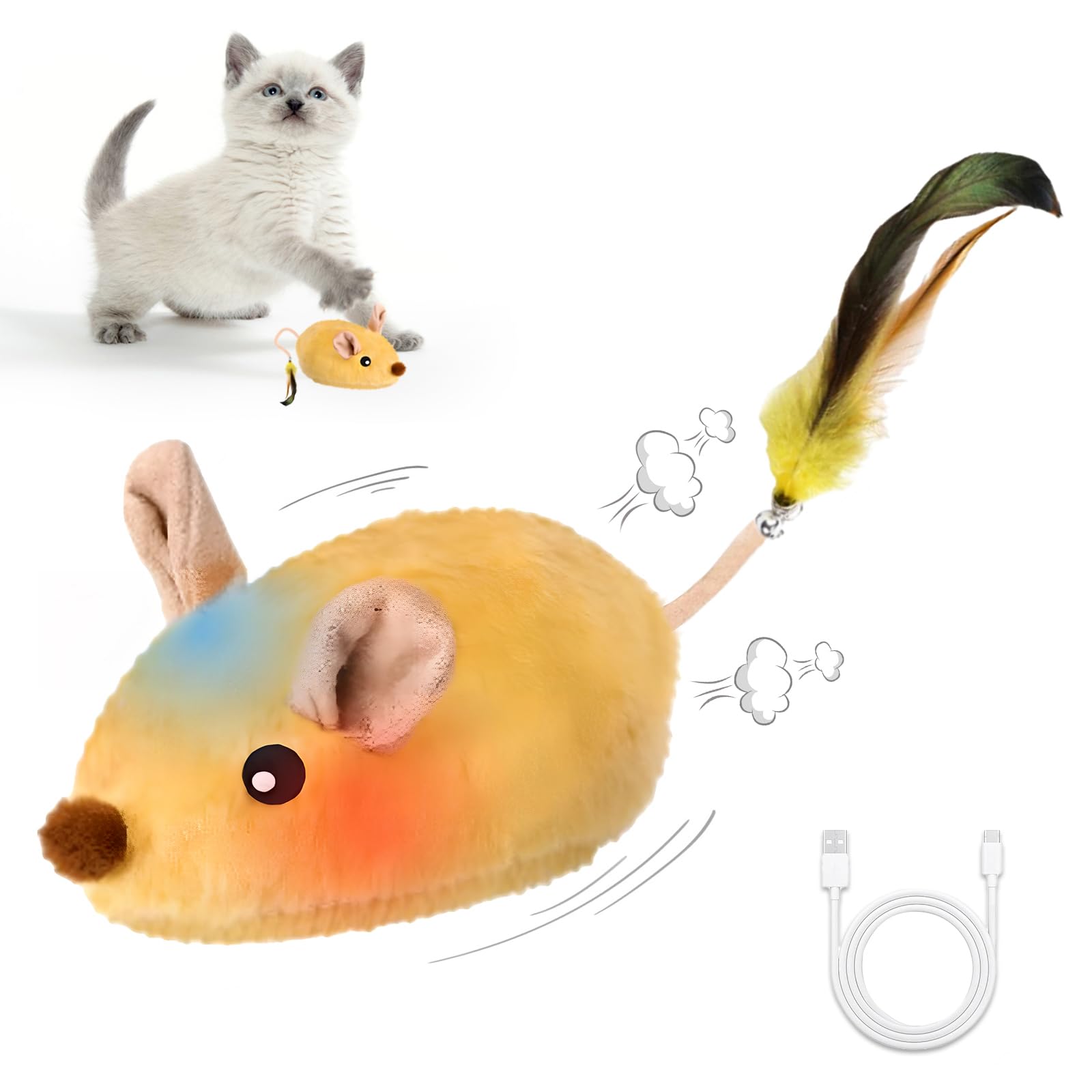 Ratón de juguete automático para gatos, control remoto, ratón, ratón, juguete realista a control remoto, juguete interactivo para gatos, broma, truco aterrador, ratas para gatos de interior, perros
