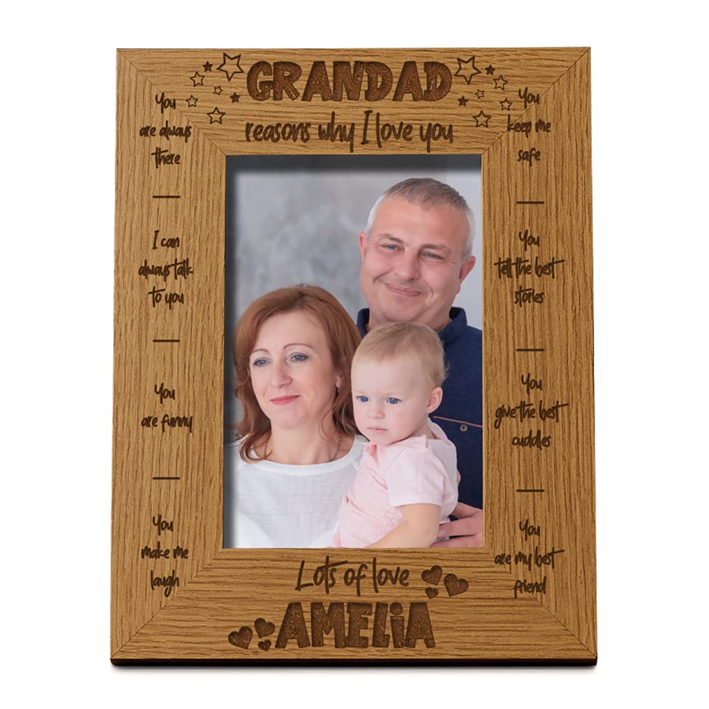Ukgiftstoreonline Personalised Grandad Photo Frame Gift The Reasons I Love You (5 X 7 Inch)