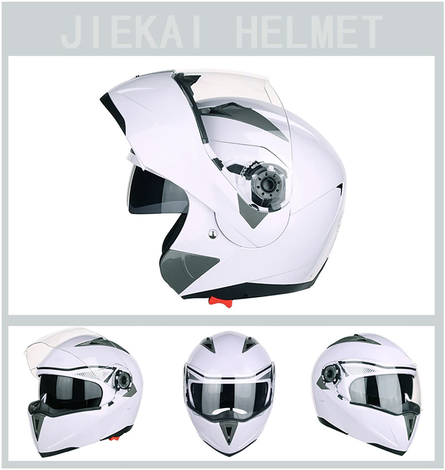 kask motocyklowy, Zatwierdzony przez DOT/ECE modułowy kask motocyklowy z pełną twarzą, zintegrowany podwójnym wizjerem, rozmiar B, XL